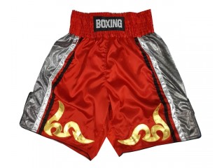 Personalized Red Boxing Shorts, Boxing Trunks : KNBSH-030-Red